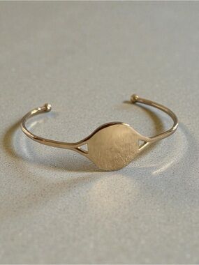 Gold Tone engravable cuff Bracelet Minimalist Boho Open Bangle